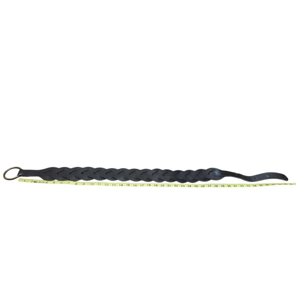 Esprit Women’s Black Buffalo Leather Braided Belt Size M Vintage Style Ring Buck - Picture 8 of 9